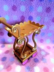 Barbie Doll Disney Princess Beauty & The Beast Tea Cart Gold 5 1/2 Mattel New! - Picture 1 of 4