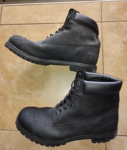 Men's Waterproof PrimaLoft 400 Timberland Black Genuine Leather Boots Size 18 M - Picture 1 of 13