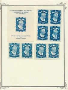 BRAZIL 1949 FRANKLIN D. ROOSEVELT IMPERF S/S SC # C76-C76A MVLH + 8 STAMPS - Picture 1 of 1