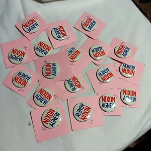 Lote 18 prendedores de campaña política vintage "Nixon Agnew" colección insignias pinback - Imagen 1 de 8