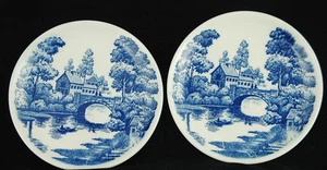 NASCO - LAKEVIEW Pattern, Blue & White Hand Painted Small Porcelain Plate - Picture 1 of 6