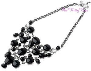 Deco Artisan Hollywood, Red Carpet, Black Bib Statement Crystal Cobweb Necklace - Picture 1 of 1