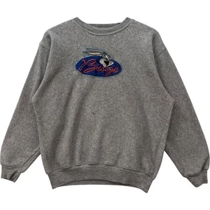 Vintage Looney Tunes Bugs Bunny Patch Crewneck Gray Men's Medium - Picture 1 of 7