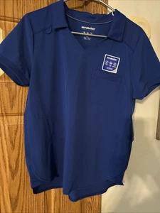 LADIES UNIFORM SCRUB COLLAR TOP SIZE SMALL ELECTRIC BLUE - Picture 1 of 3