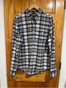 Vintage Men’s Ralph Lauren Rugby Blue Plaid R Embroidery Button Down Shirt - Picture 1 of 6