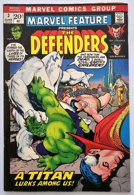 Marvel Feature #3 VG+   First Series   3RD TEAM APPEARANCE OF THE DEFENDERS!!! - Image 1 of 4