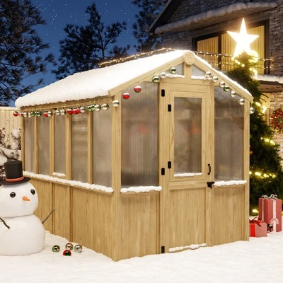 EAGLE PEAK 6.7x9.7x7.7 ft Wood and Polycarbonate Walk-in Greenhouse - Image 1 of 4