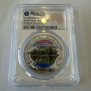 2024 Cook Islands Beauty of the World 1oz Silver Coin $5 MS70 Walls Of Jerusalem - Picture 1 of 2