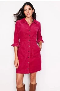 Boden Flora Cord Shirt Dress Cherries Jubilee size 8R Corduroy - Picture 1 of 9