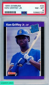 1989 Donruss Ken Griffey Jr #33 Rookie Hof Seattle Mariners RC PSA 8 NM-MT - Bild 1 von 3