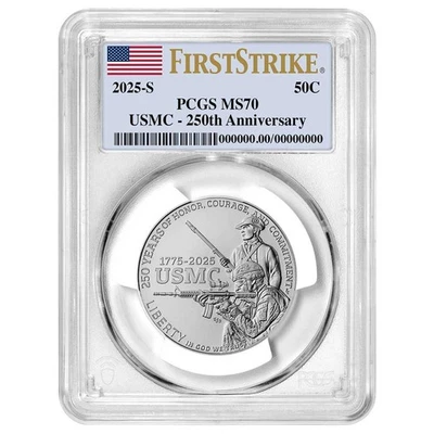 2025-S UNC Clad 50c U.S. Marine Corps 250th Anniversary Commemorative PCGS MS70 - Image 1 of 3