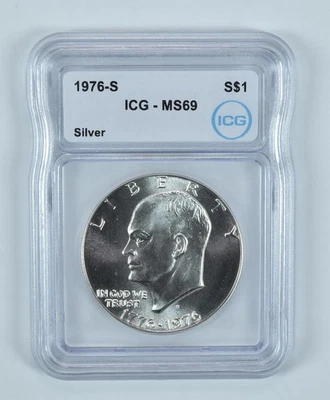 1976-S Eisenhower $1 prata 40% MS69 ICG *2452 - Imagem 1 de 4
