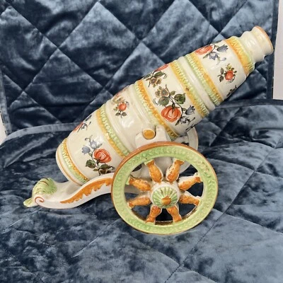 Vine Decanter By  Casa Vinicola Boccaccio Italian Porcelain  Cannon  On Wheel - Image 1 of 4