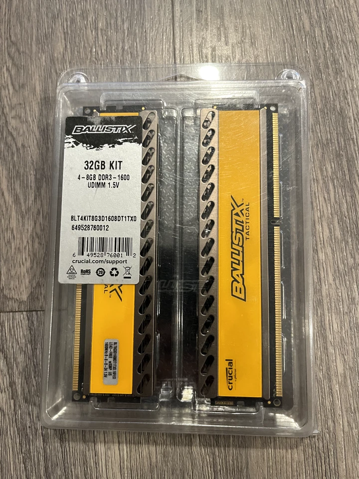 32GB Crucial Ballistix Tactical 4 x8GB PC3-12800 1600Mhz BLT8G3D1608DT1TX0 - Image 1 of 1