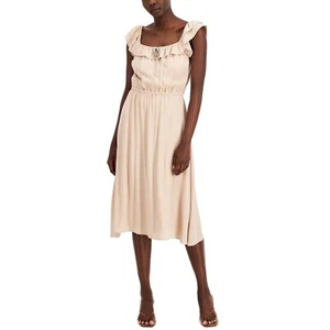 INC Flowy Maxi Dress Womens Size M Tan Sleeveless Boho Summer Sundress NWT - Picture 1 of 21