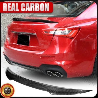 Fit For 2014-2024 Maserati Ghibli Sedan Real Carbon Fiber Trunk Spoiler Wing Lip - Image 1 of 4