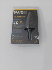 Klein Tools KTSB15 Step Drill Bit #15 3 Hole Sizes 7/8" 1-1/8" 1-3/8"  - Picture 1 of 4
