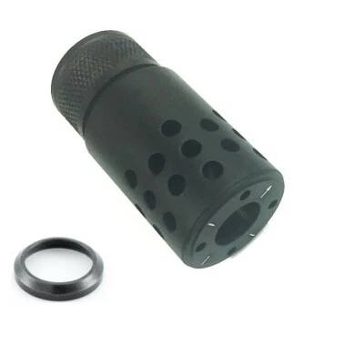 TPO .308/ .300 blackout 5/8x24 thread mini slip over muzzle brake anodized black