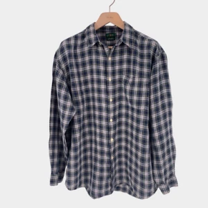 J. Crew Mens Button-Up Shirt Blue White Plaid Long Sleeve 100% Linen Size XL - Picture 1 of 6