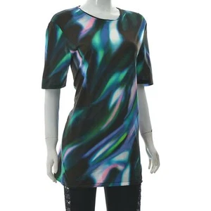 COS Women's Acid Wash Gradient Tunic Shirt Top Short Sleeve Scoop Neck Sz-EUR-M - Picture 1 of 6