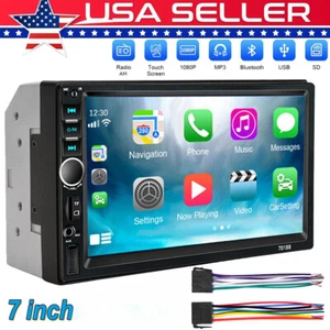 7" Double 2 DIN Car Stereo Radio MP5 Touch Screen Bluetooth FM USB Mirror Link - Picture 1 of 10