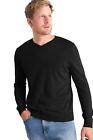 Mens Plain V-Neck Pullover Tops Jumper Baggy Casual Plain Sweatshirt Top