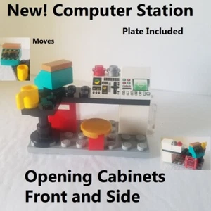 LEGO Minifigure Computer Station Cabinets Screens Radar Space Security Science - Picture 1 of 1