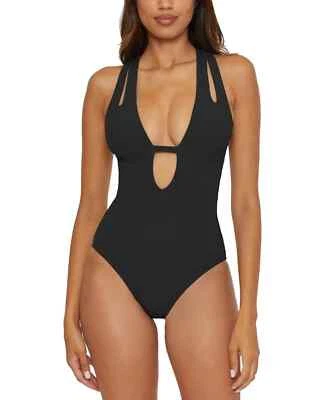 Traje de baño de una pieza para mujer BECCA Pucker Up Tear Drop negro talla grande nuevo con etiquetas $98 Foto 1 de 4