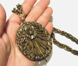 3" großer Vintage 60er Bronze Sunburst Anhänger & Kette Halskette Deutschland - Bild 1 von 5