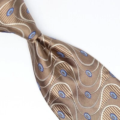 Corbata tejida GC Internazionale para hombre Lt marrón azul punto onda tejido Italia Foto 1 de 4