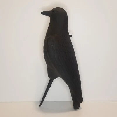 Flambeau Plastic Crow Decoy stake blow mold black bird 16" garden scare - Image 1 of 4