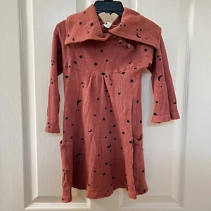 Kate Quinn Thermal Waffle Knit Moon and Stars Dress Girls Size 5 - Picture 1 of 13