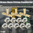 3 Set 8Mm T Shape Barbed Tube Pipe Copper Hose Fitting Connectors With Clamps