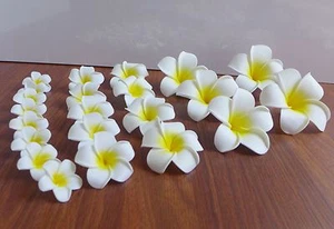 Set of 25 Pieces Artificial Foam Yellow Plumeria Flower Heads - Picture 1 of 3