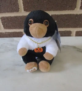 Build A Bear Mini Niffler Bird 6" Negro/Blanco Dumbledore-Pumpkin Charm Collar - Imagen 1 de 8