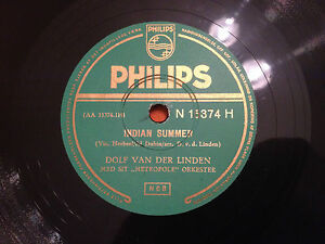 DOLF VAN DER LINDEN & ORCH "Indian Summer"/"Holiday In Hollywood" 78rpm 10" NM+