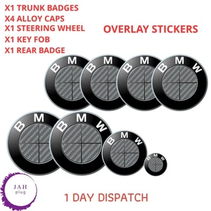 STICKER WRAP OVERLAY DECAL BADGE GLOSS CARBON FIBRE FULL DARK GREY FOR BMW MODEL - Picture 1 of 11
