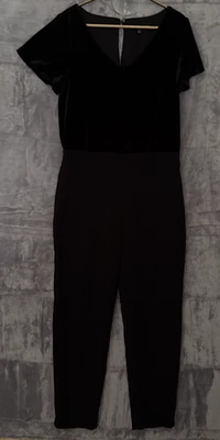 White House Black Market Velvet Black Jumpsuit Womens Size 10 Classy Event Slits - Image 1 of 4