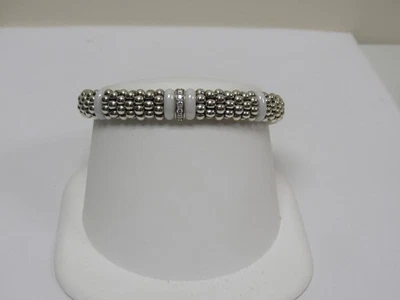 Дизайнерский LAGOS S/S 18K бриллиант Pave' белая керамическая икра веревки браслет - Изображение 1 из 4