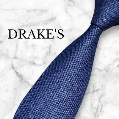 Drake's Solid Blue Thick Tie Men's Formal Accessory Used - Image 1 of 3