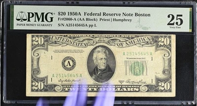 1950A $20 Federal Reserve Note Boston - PMG Graded 25- Fr#2060-A - Image 1 of 2