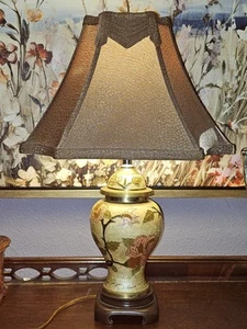 Vintage Cloisonné Brass & Enamel Inlay Lamp Floral Roses Design Corded 13" tall - Picture 1 of 7