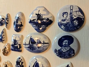 Delft Jewelry Making Brooch Pin Earring Clip  65 Pieces Blue White - Picture 1 of 10