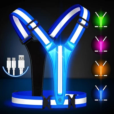 LED Reflective Running Vest Gear,Light Up Vest Runners Night Walking USB Recharg - Image 1 of 4