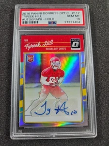 🌟Tyreek Hill 2016 #117 Rookie RC Donruss Optic SHOLO AUTO Prizm #/99 PSA 10 - Picture 1 of 3
