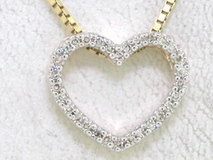 Colgante de diamantes 585 oro amarillo 14 quilates colgante de corazón 30 diamantes puros 0,10 quilates - Imagen 1 de 5