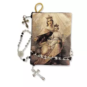 Reversible Santísima Virgen María Nuestra Señora Monte Carmelo Icono Rosario Bolsa 5 3/8"x4" - Imagen 1 de 1