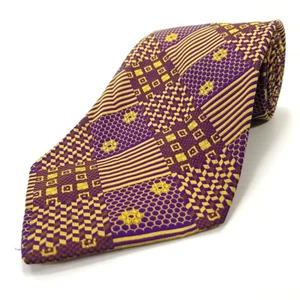 Mark of California Luxury Tie Purple Yellow Geometric Woven Polyester Necktie - Picture 1 of 7