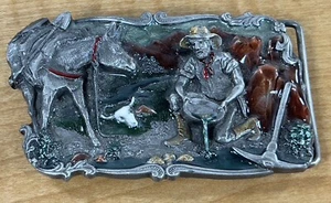 Vintage Arroyo Grande Buckle Co. B-10 Goldbergbau Schwenken emaillierte Gürtelschnalle - Bild 1 von 5