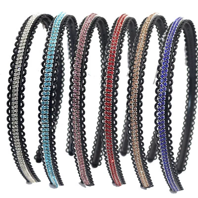 Diadema aros para el cabello con forma de encaje con estrás de cristal brillante de 2 filas para mujeres 12 mm elegante Foto 1 de 4